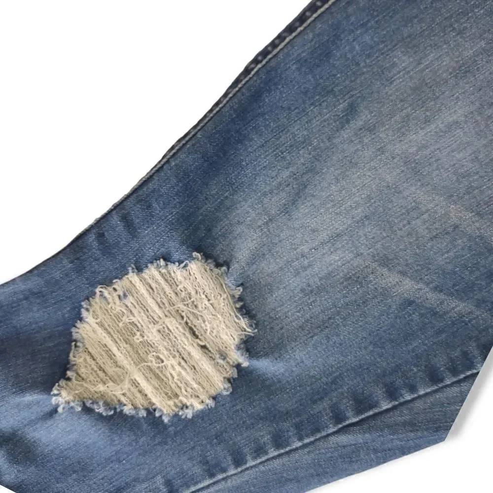 Bella‎ Vida Maternity Jeans Blue Distressed Floral Applique Pockets Full Elastic
